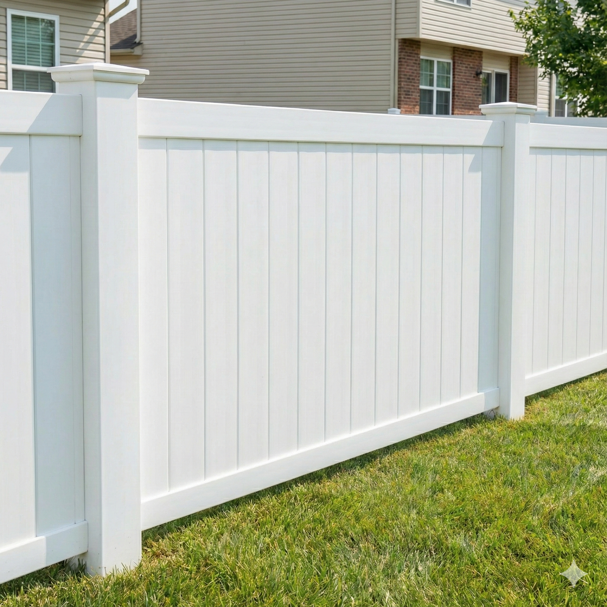 White vinyl privacy fence installation in South Carolina